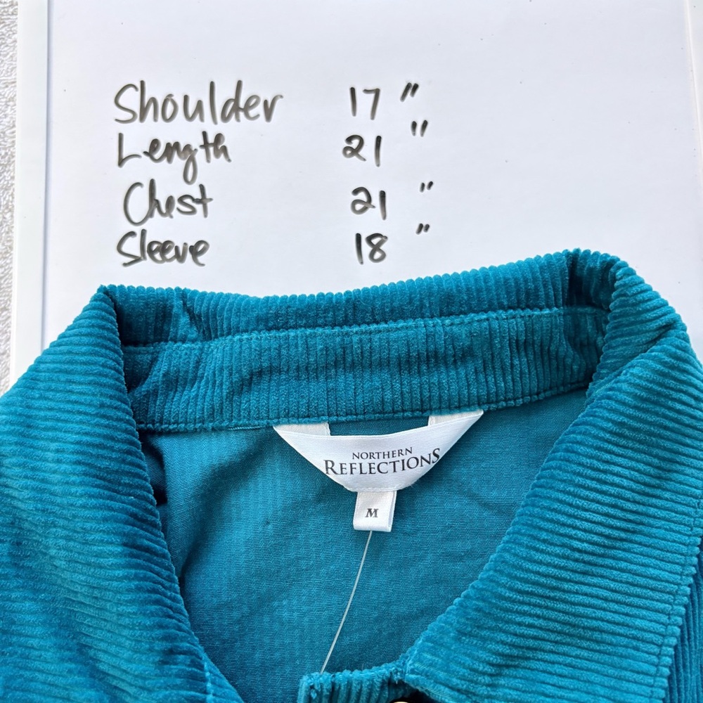 NWT Northern Reflections Corduroy Boyfriend Women’s Teal Jacket Cottagecore Sz M - Picture 10 of 10